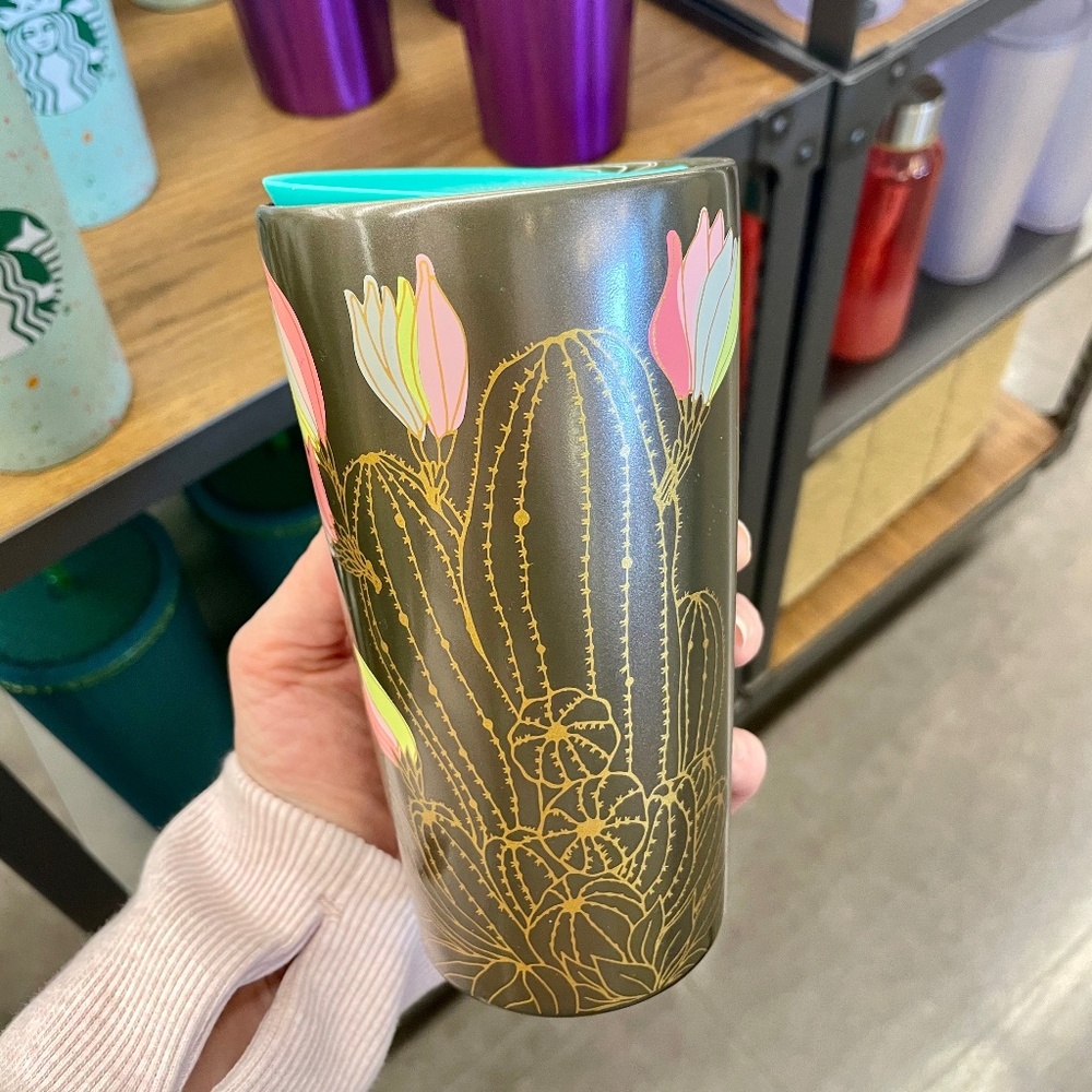 Starbucks 2022 Spring Bronze Cactus Ceramic Travel Tumbler Mug